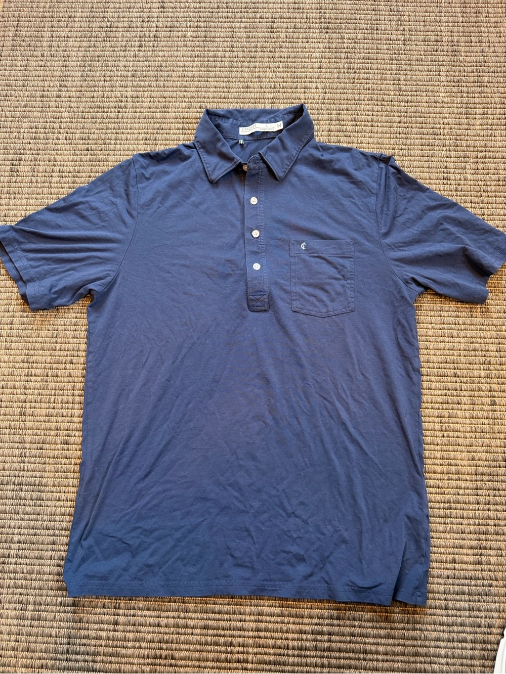 Criquet Navy Short-Sleeve Polo with Chest Pocket